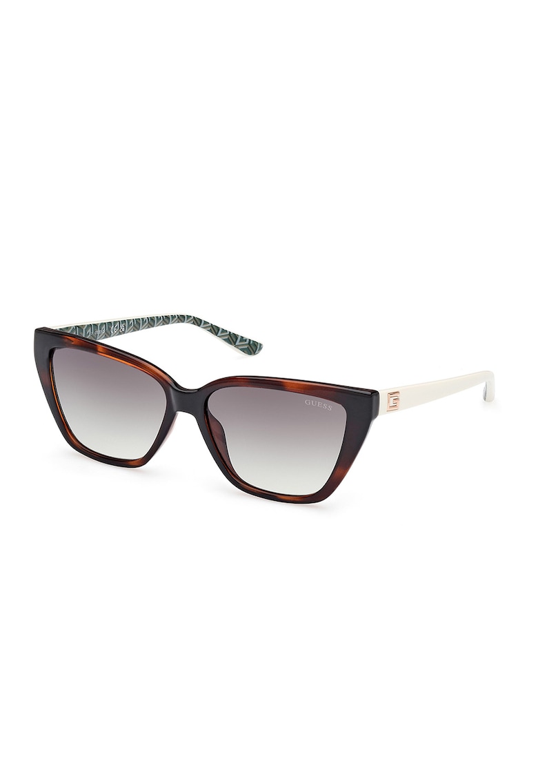 Ochelari de soare cat-eye cu lentile in degrade - Maro inchis/Maro cognac/Alb murdar