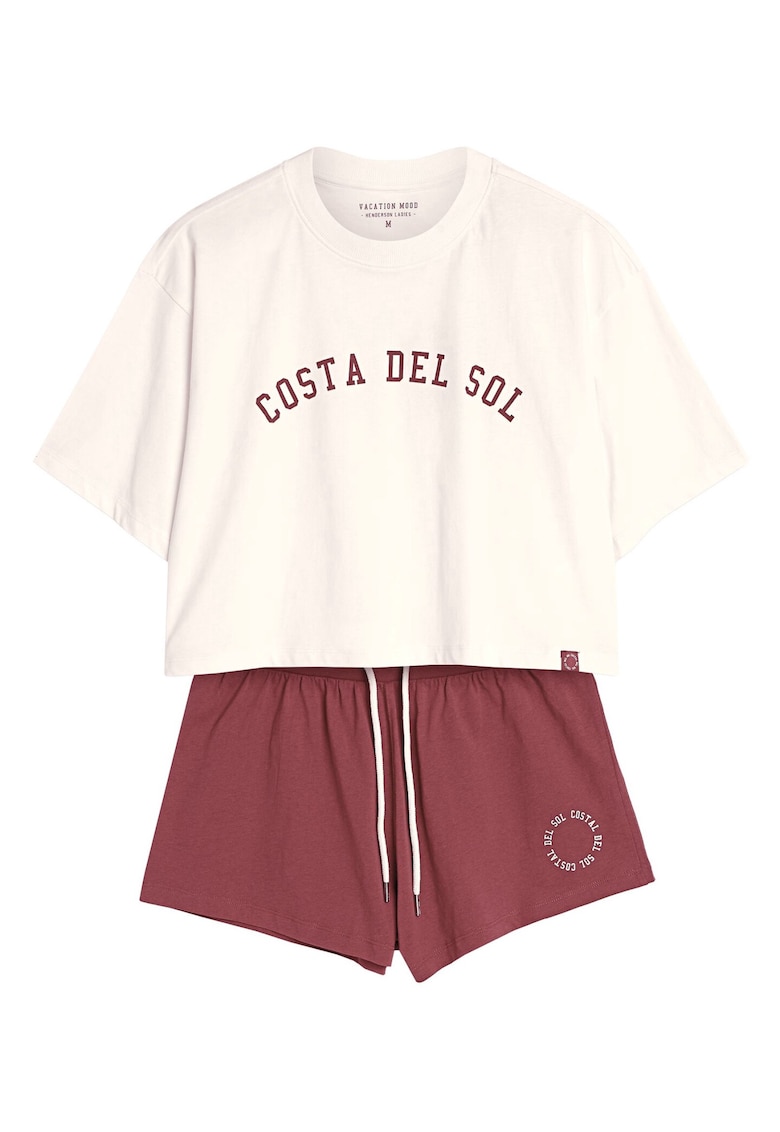 Pijama dama Nimes crem - roz zmeuriu - Text