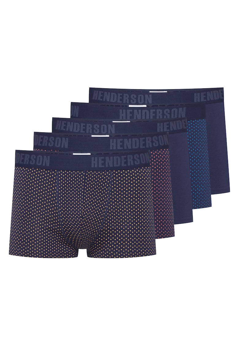 Boxeri Ozone set de 5 perechi albastru turcoaz - albastru - rosu - bej - Multicolor