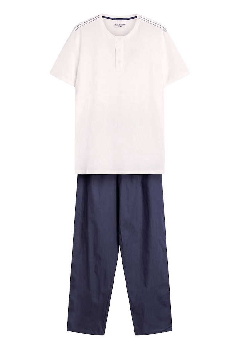 Pijama barbati Optima crem - albastru - Multicolor