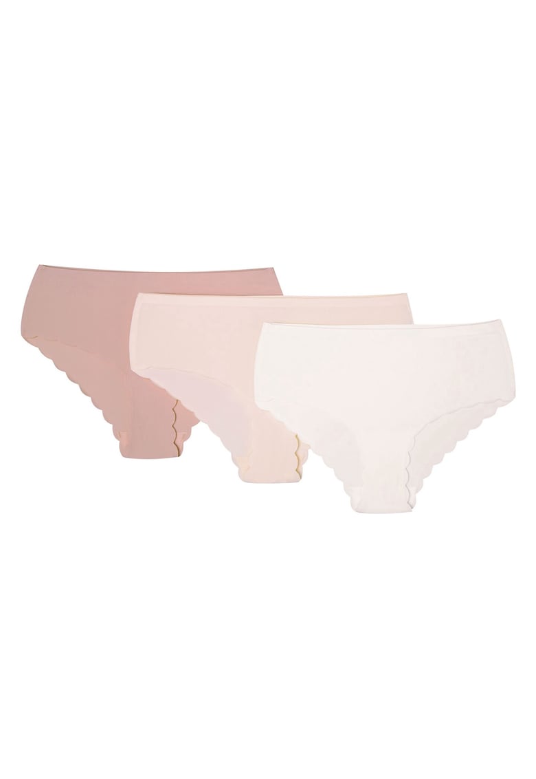 Chiloti cu talie inalta Neony set de 3 perechi bej - crem