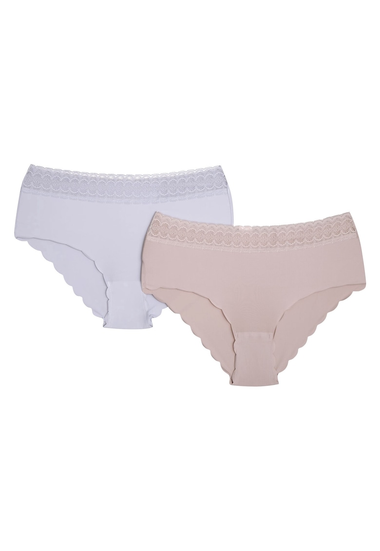 Chiloti cu talie inalta Polly set de 2 perechi roz murdar - lavanda