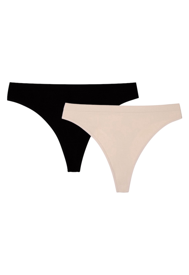 Chiloti tanga Arleen 2-pak negru - bej - Multicolor