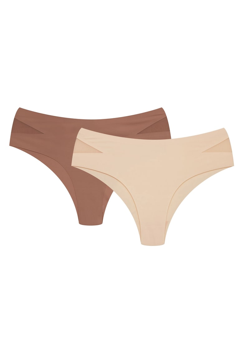 Chiloti dama set de 2 perechi Finau bej - alb