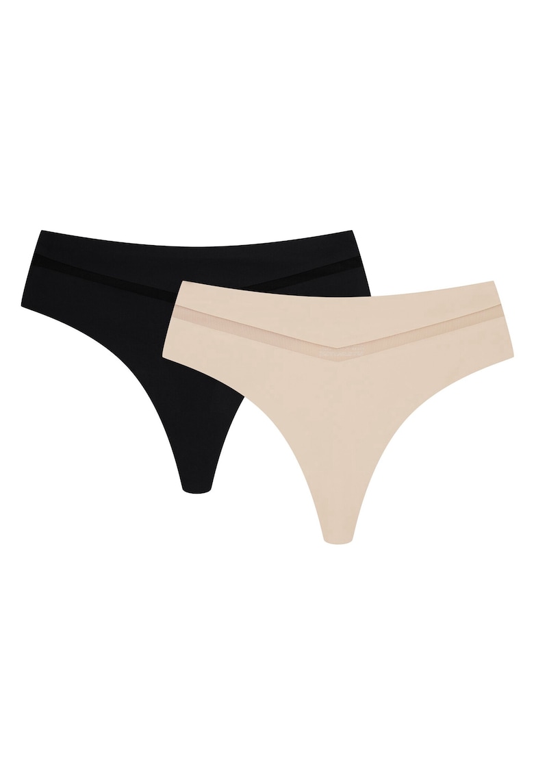 Chiloti tip Tanga Fleda set de 2 perechi negru - bronz