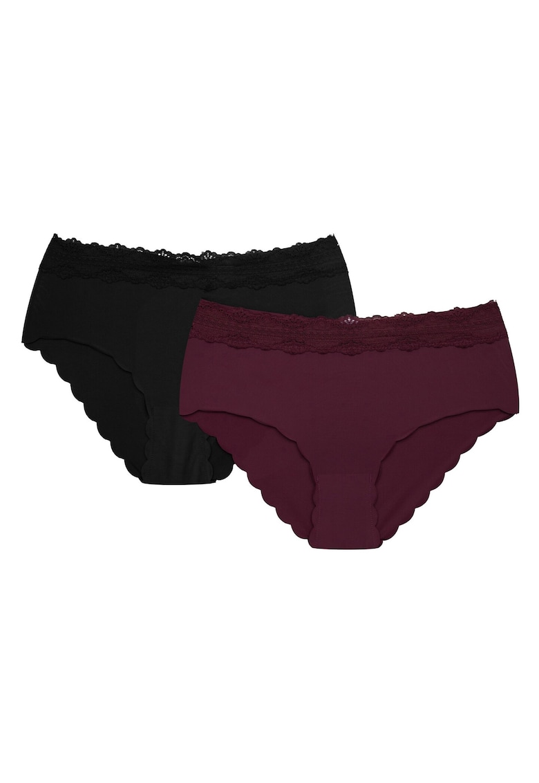 Chiloti tip figi Fronza set de 2 perechi Negru - violet pruna