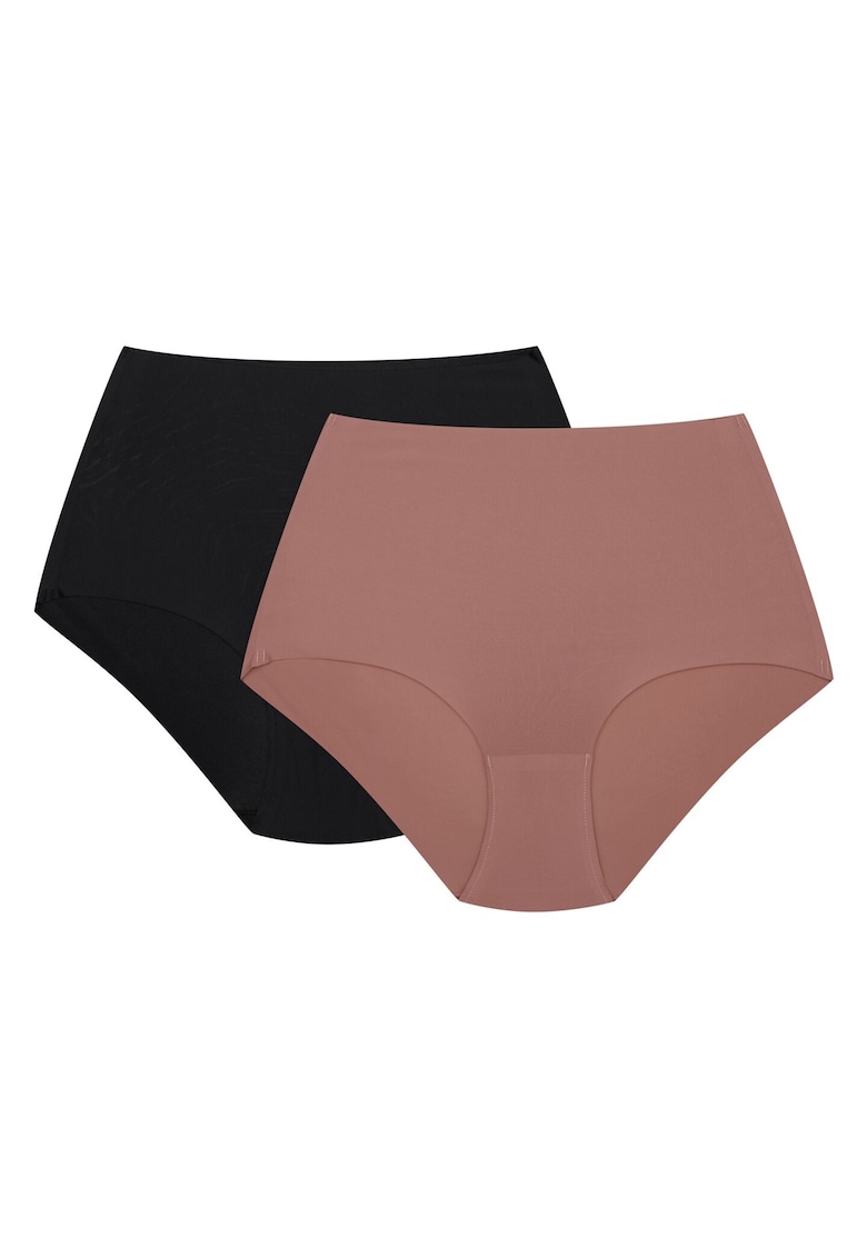 Chiloti cu talie inalta Bump set din 2 perechi roz mov - negru Chiloti cu talie inalta Bump set din 2 perechi roz mov - negru