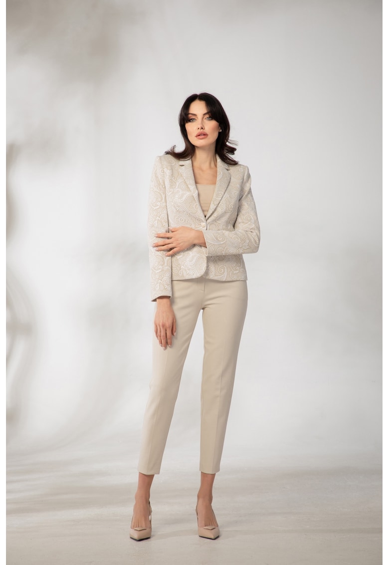 Blazer din jacquard texturat cu imprimeu paisley - Bej