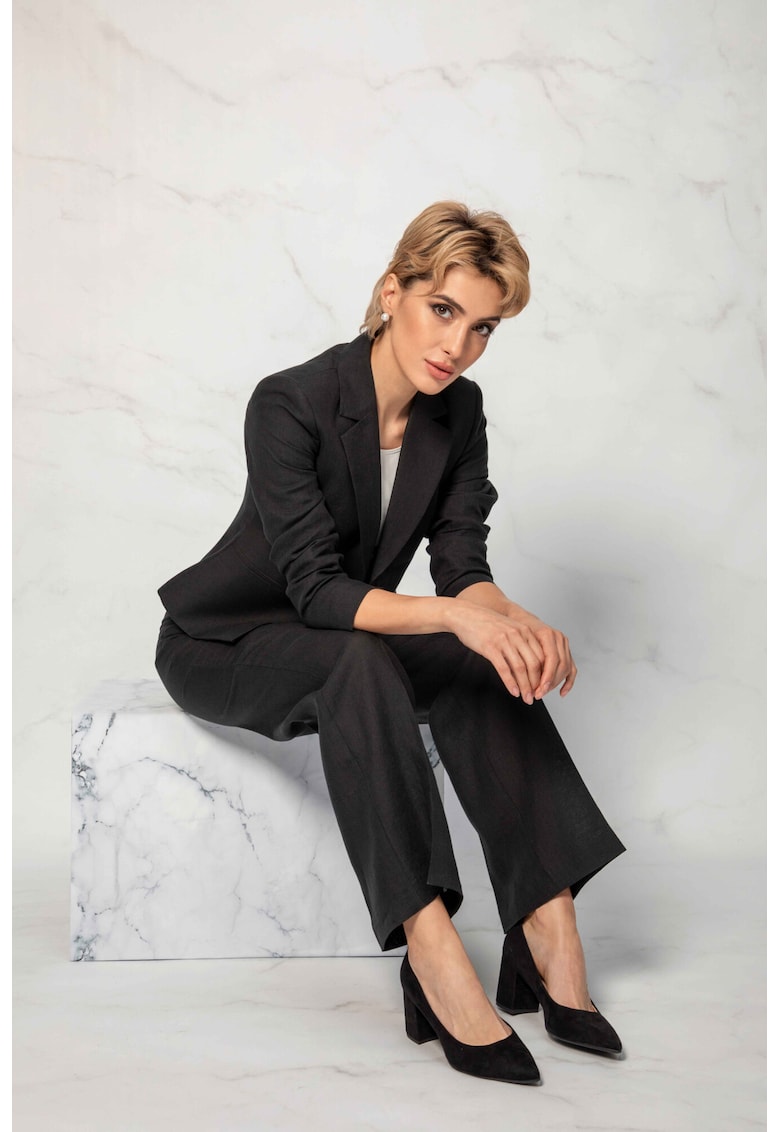 Sacou de in cu revere decupate - Negru stins