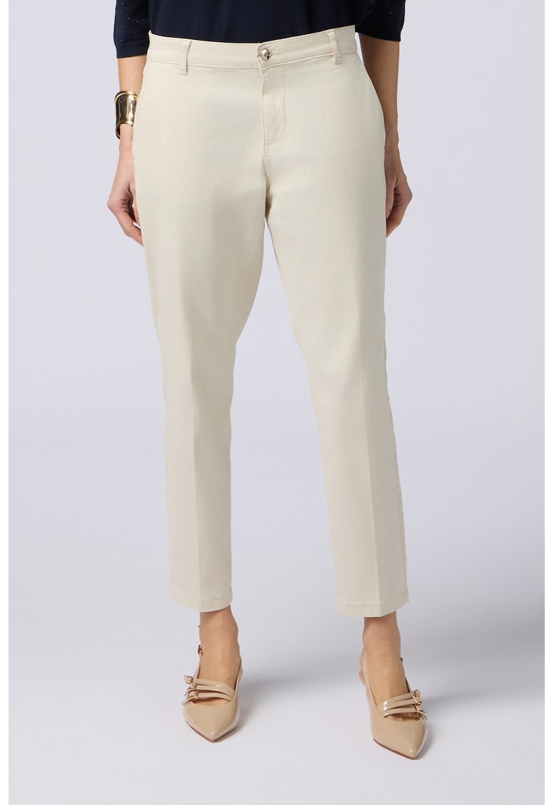 Pantaloni crop din amestec de lyocell