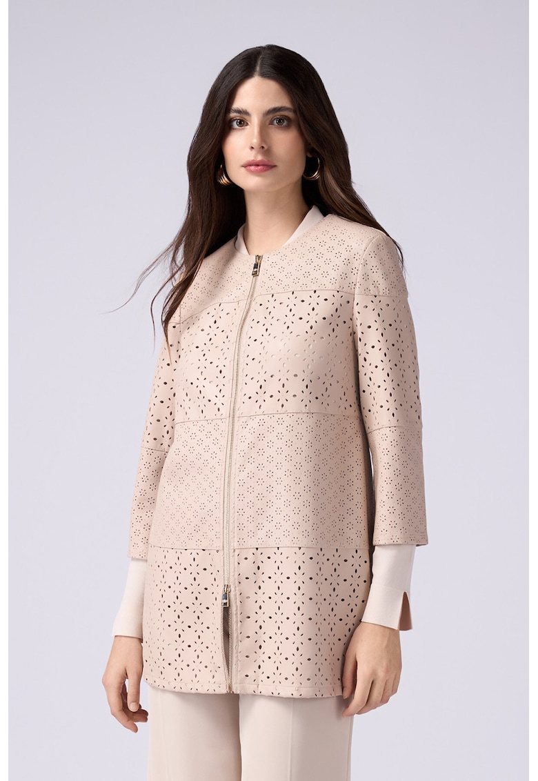 Jacheta din piele ecologica cu aspect cu perforatii