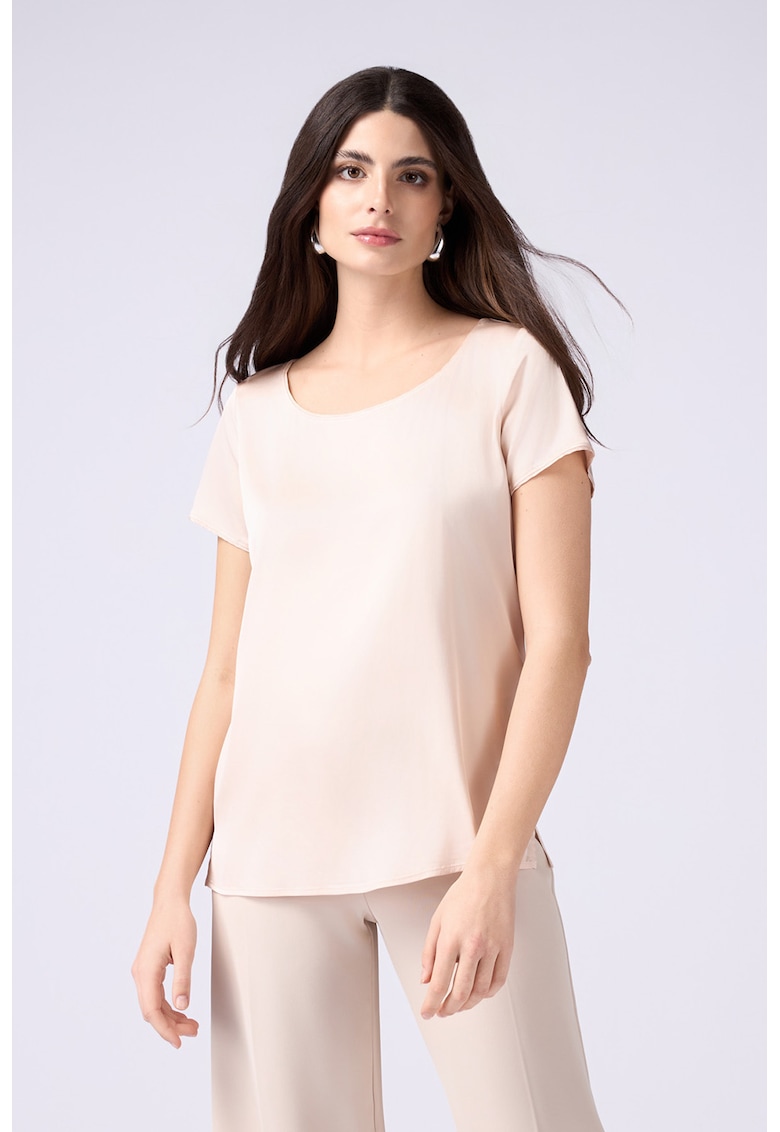 Tricou satinat cu decolteu rotund
