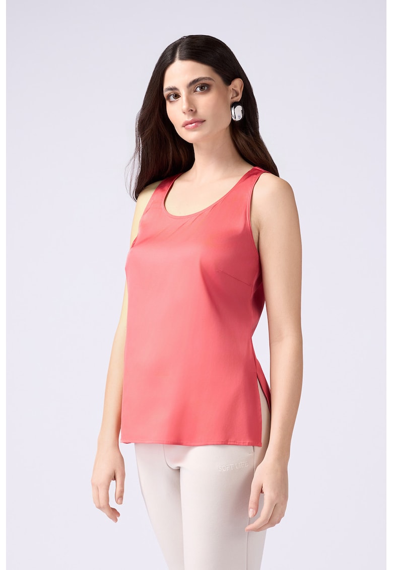 Top cu slit lateral - Roz aprins