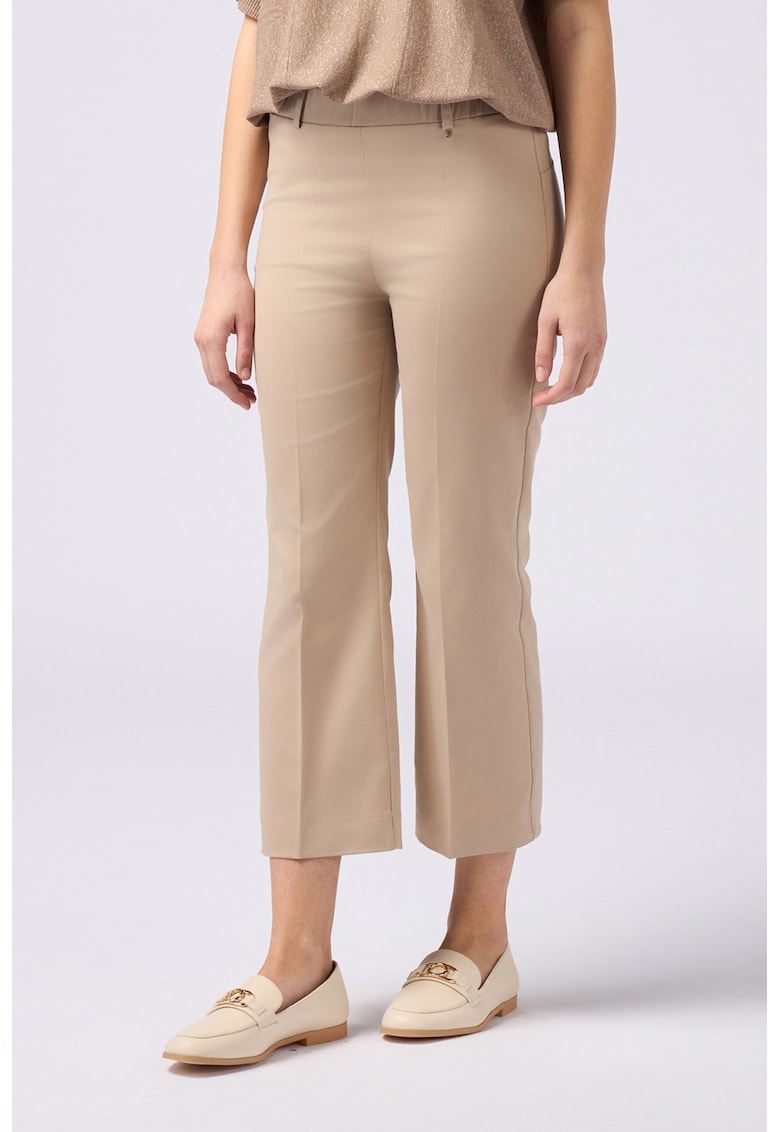 Pantaloni crop cu talie inalta - Maro nisip