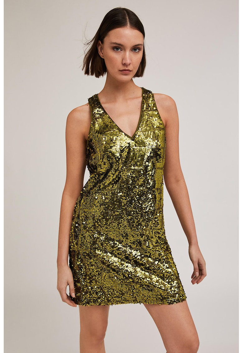 Rochie cu decolteu in V si paiete Rochie cu decolteu in V si paiete