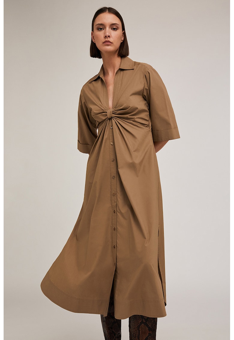Rochie cu nod frontal - Maro scortisoara