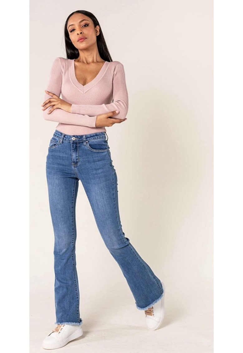 Blugi Dama Evazati BoatCut  Albastri P218-5A M10 16807