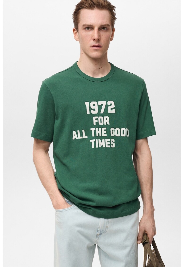 Tricou cu imprimeu text - Verde englez