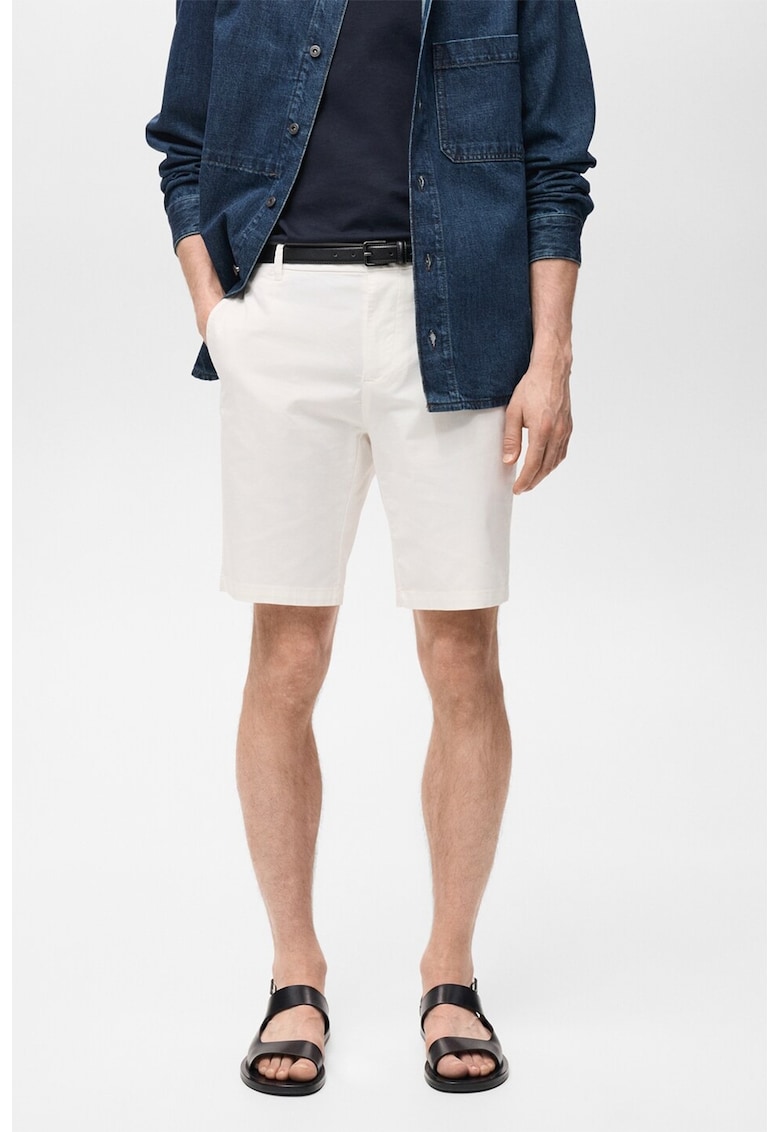 Pantaloni scurti cu talie medie - Alb