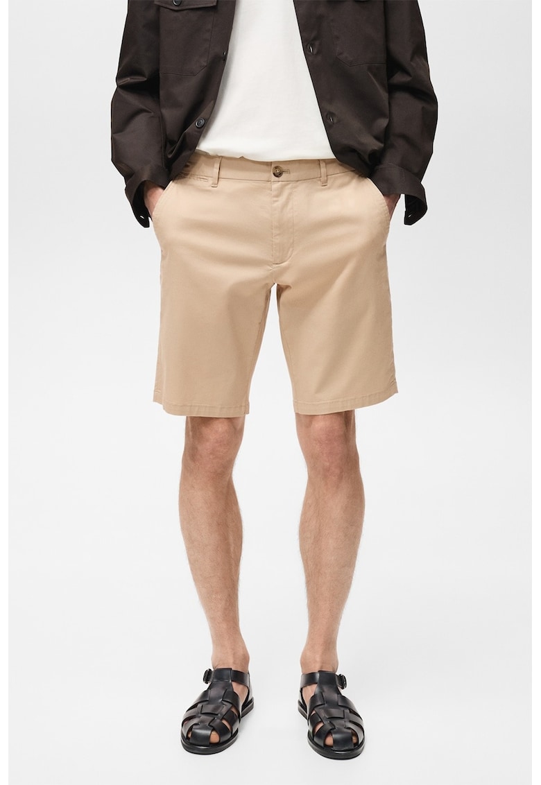 Pantaloni scurti cu talie medie - Maro nisip