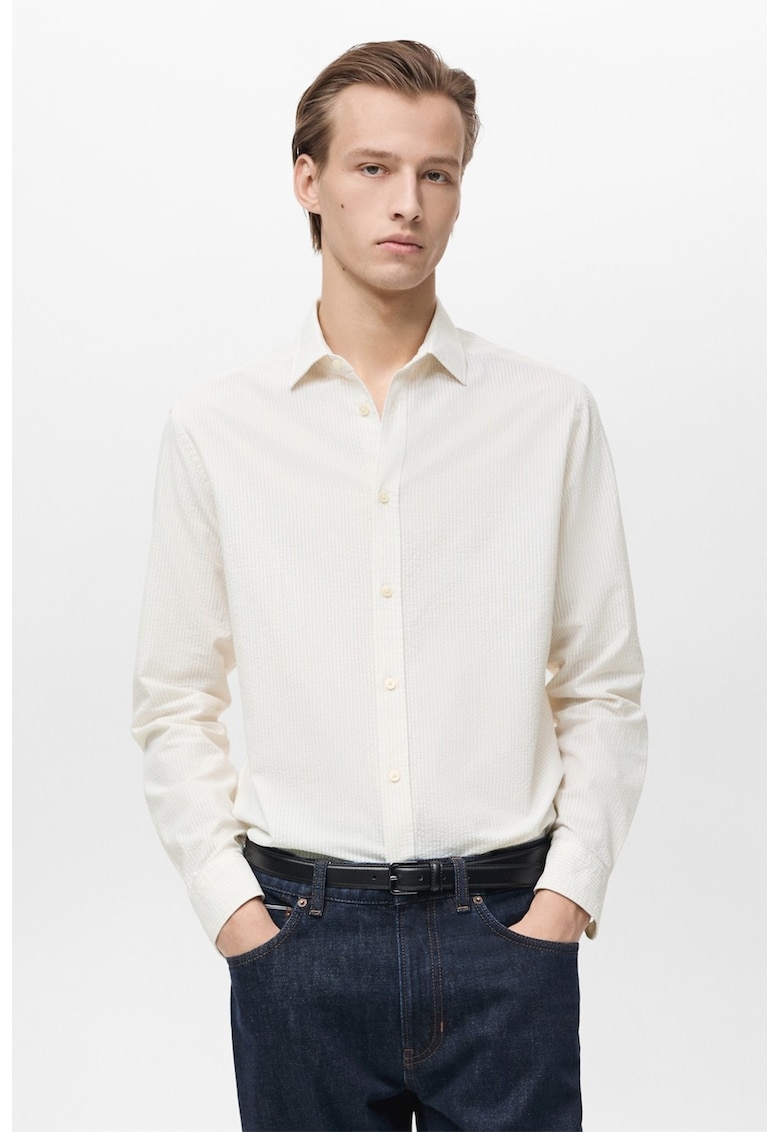 Camasa regular fit de bumbac - Alb/Alb murdar