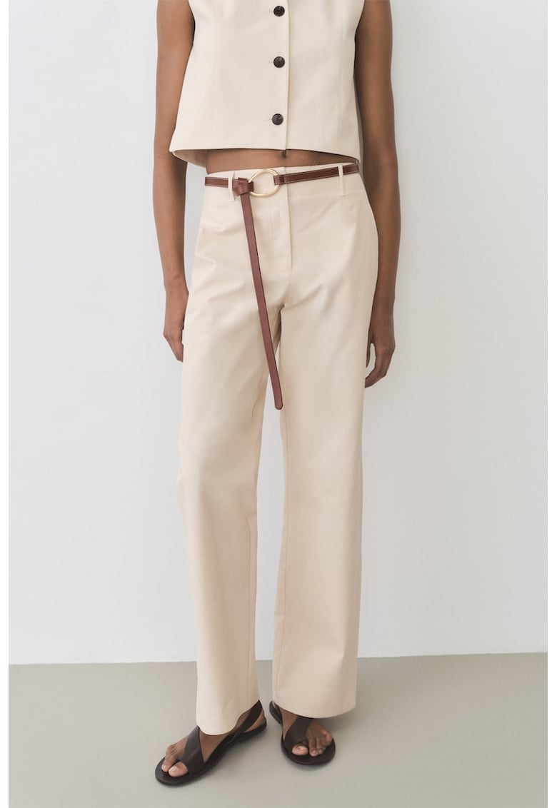Pantaloni drepti - Bej deschis