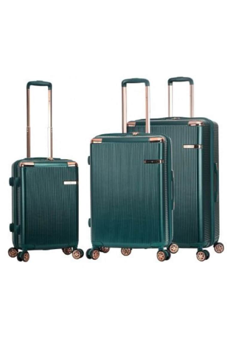 Set trolere SW44303 - fermoar antifurt - 3 piese - policarbonat rezistent - cifru TSA - verde inchis