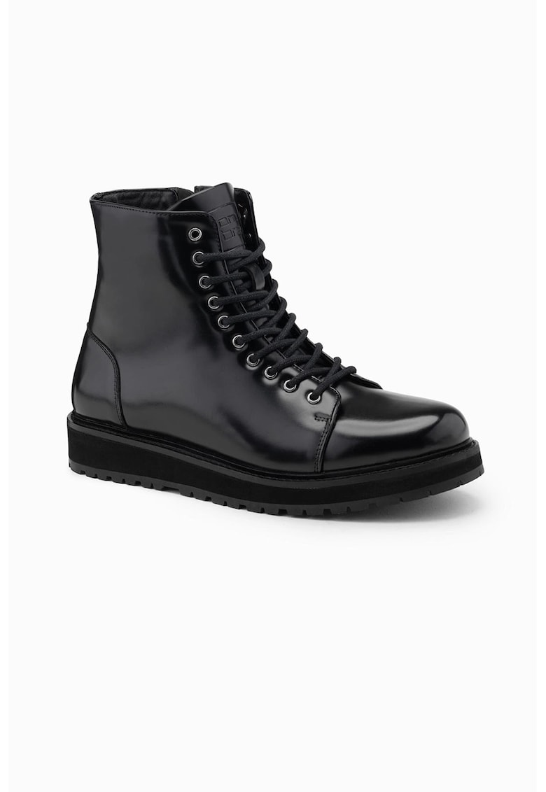 Bocanci de piele ecologica cu sireturi