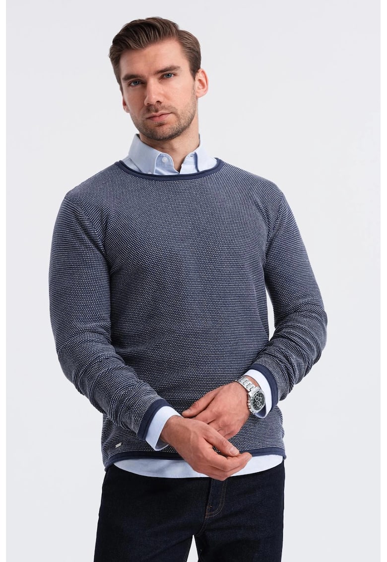 Pulover de bumbac cu decolteu rotund