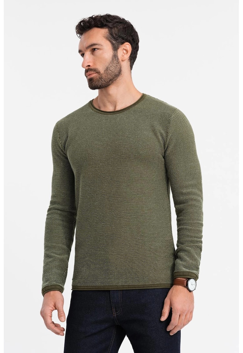 Pulover de bumbac cu decolteu rotund