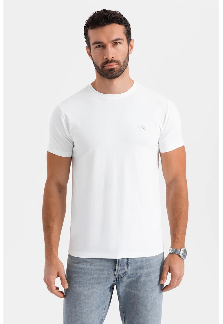 Tricou din amestec de bumbac cu decolteu la baza gatului