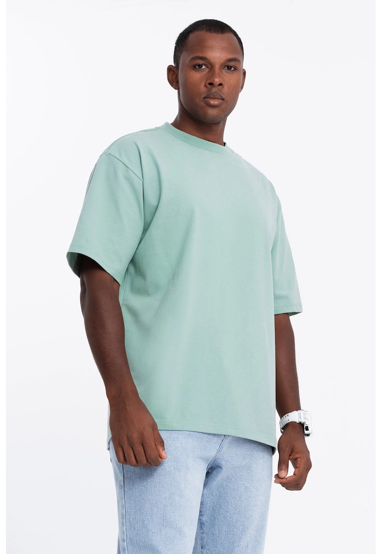 Tricou lejer cu decolteu la baza gatului - Verde menta