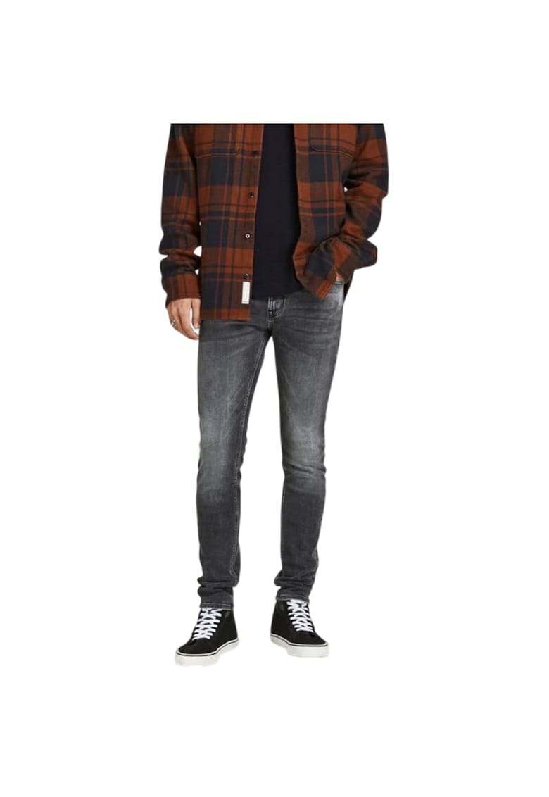 Pantaloni barbati - Jack&Jones - blugi clasici - gri - bumbac - poliester - elastan -