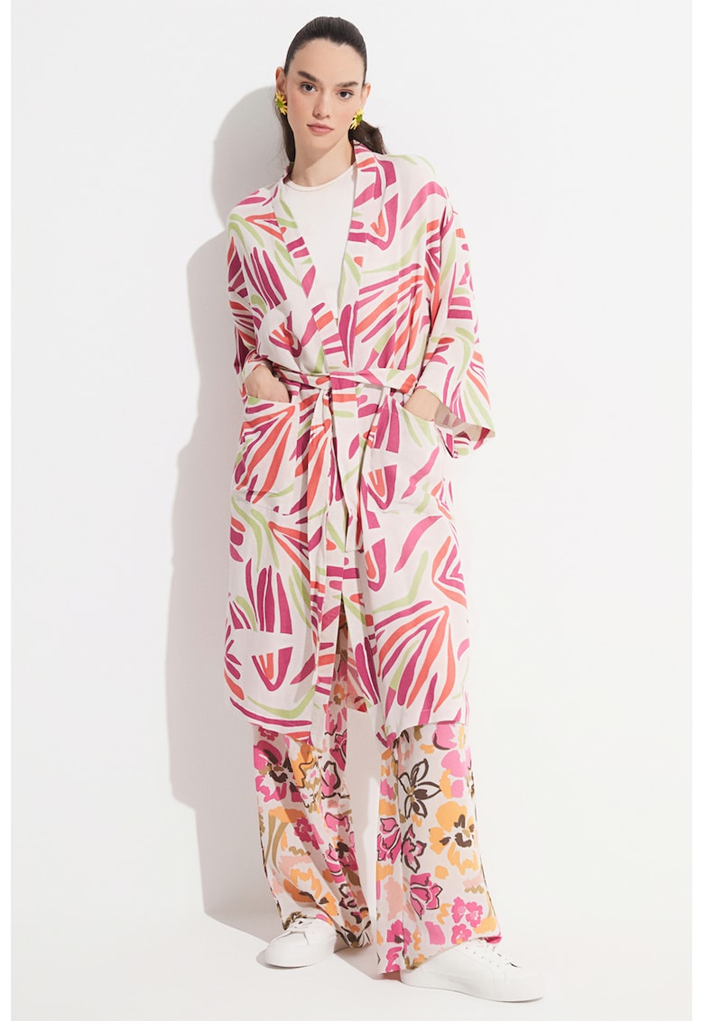 Chimono din amestec de in cu model