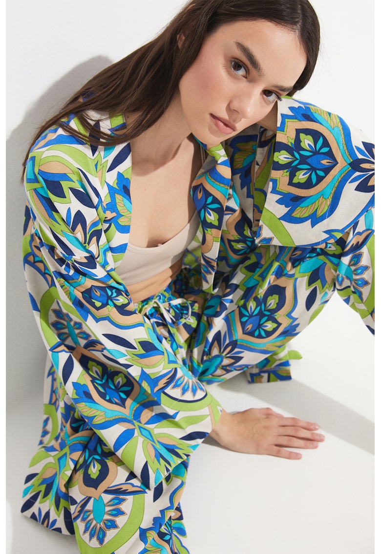 Chimono din amestec de in cu model