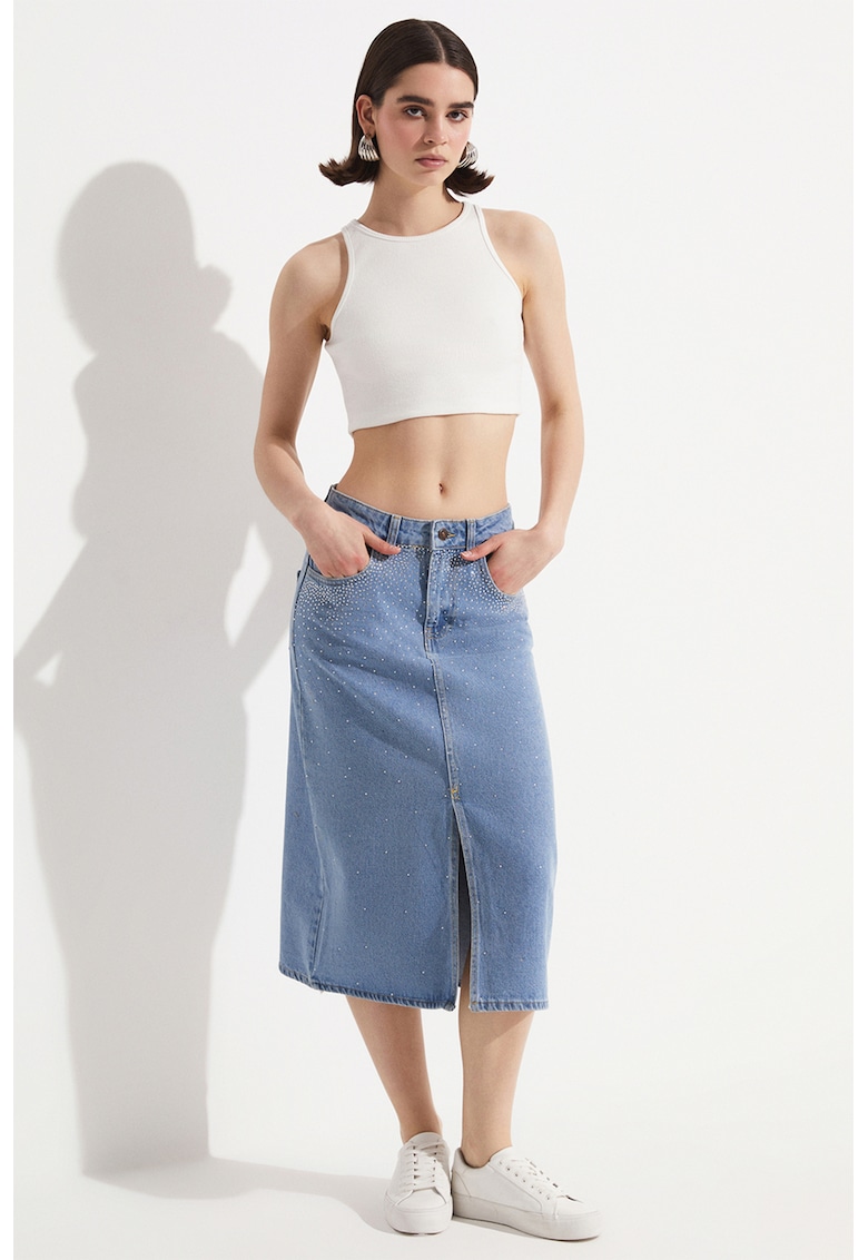 Fusta midi din denim