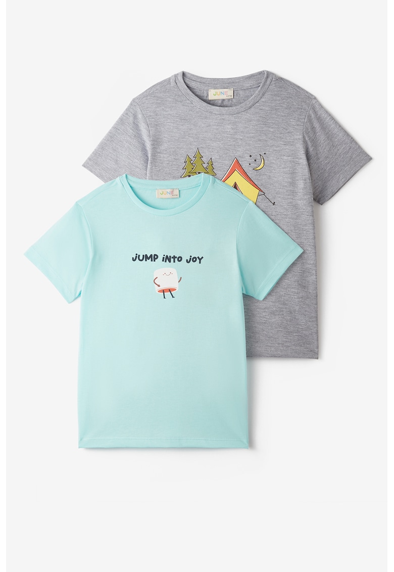 Set de tricouri din bumbac cu imprimeu - 2 piese