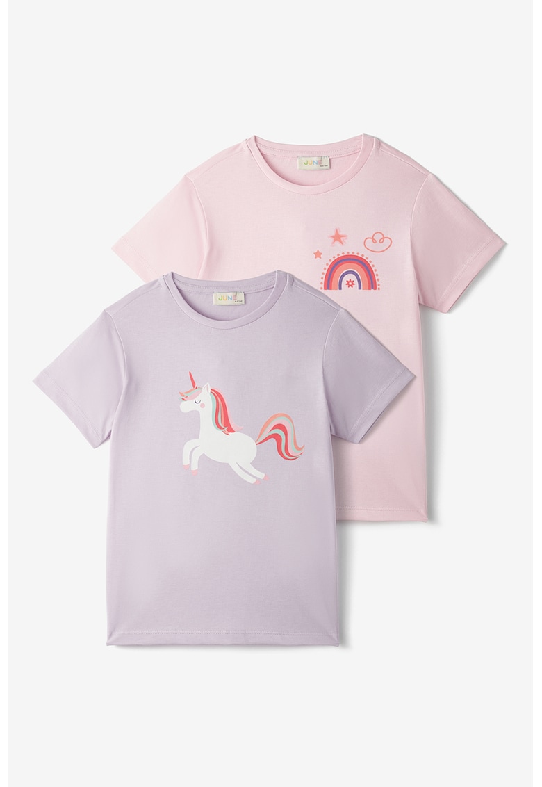 Set de tricouri din bumbac cu imprimeu - 2 piese