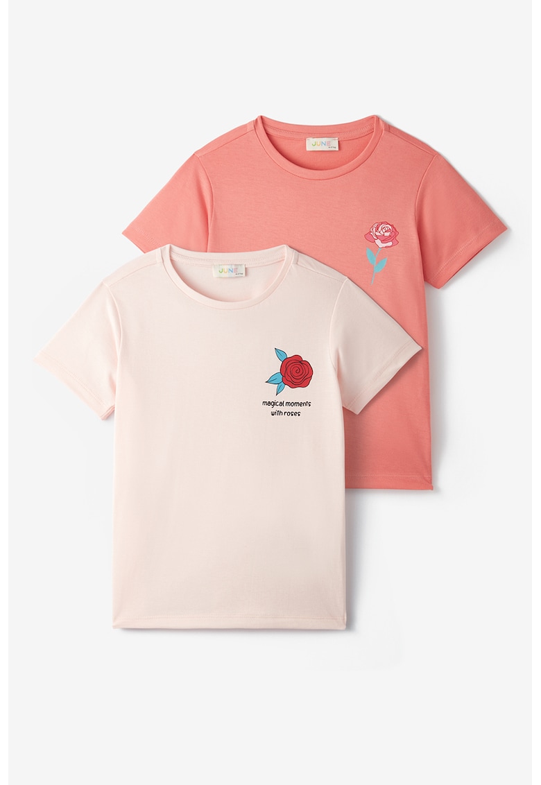 Set de tricouri din bumbac cu imprimeu - 2 piese