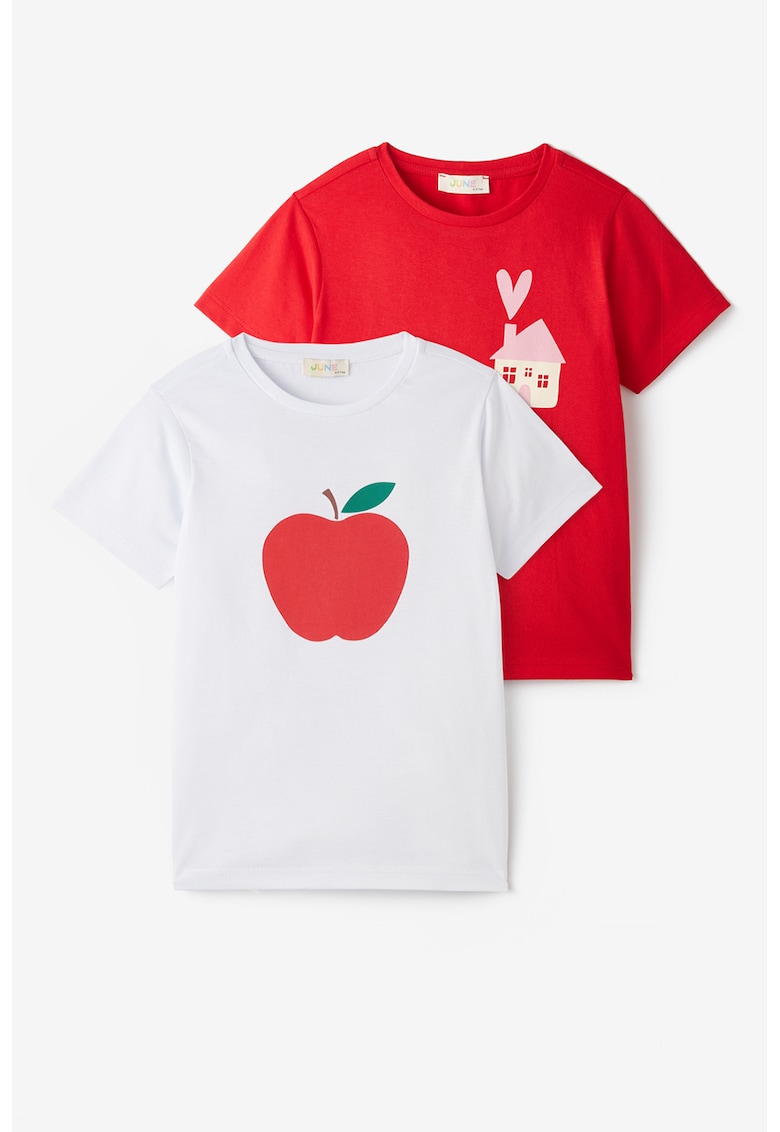 Set de tricouri din bumbac cu imprimeu - 2 piese