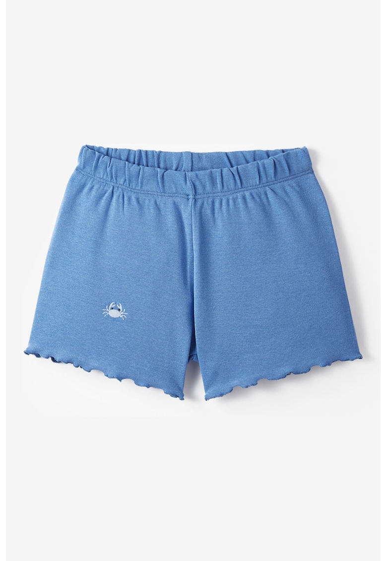 Pantaloni scurti cu terminatie valurita si detaliu cu broderie discreta