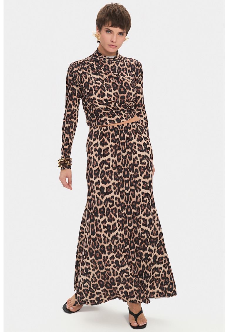 Bluza crop cu animal print