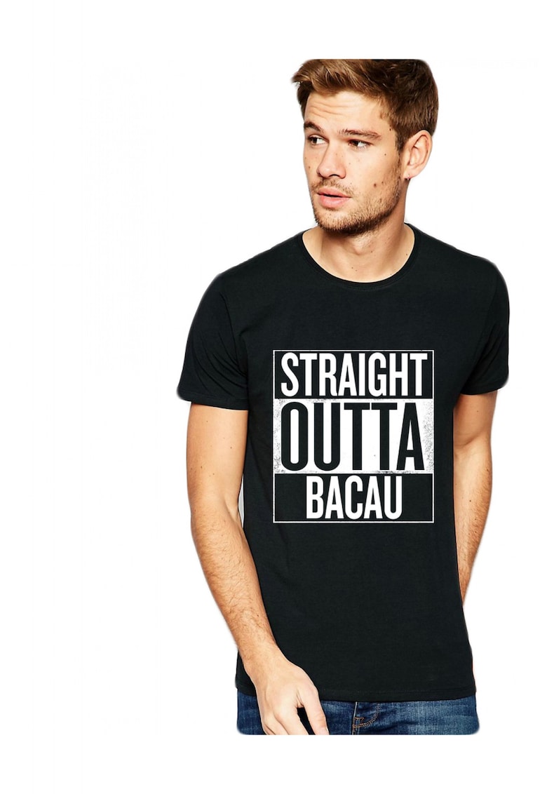 Tricou negru barbati - Straight Outta Bacau