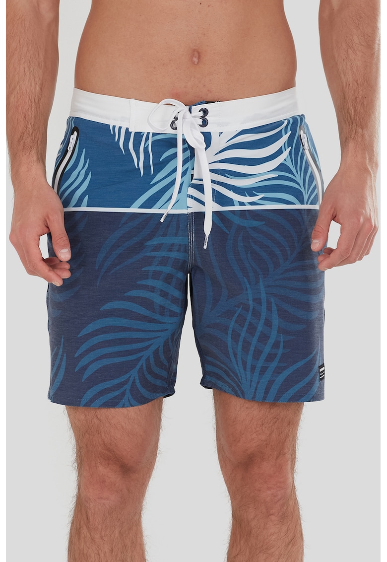 Pantaloni scurti de baie cu buzunare cu fermoar Morris - Albastru pastel/Albastru inchis/Alb murdar