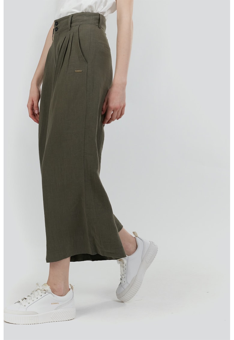 Pantaloni din amestec de in cu croiala ampla Piper - Maro