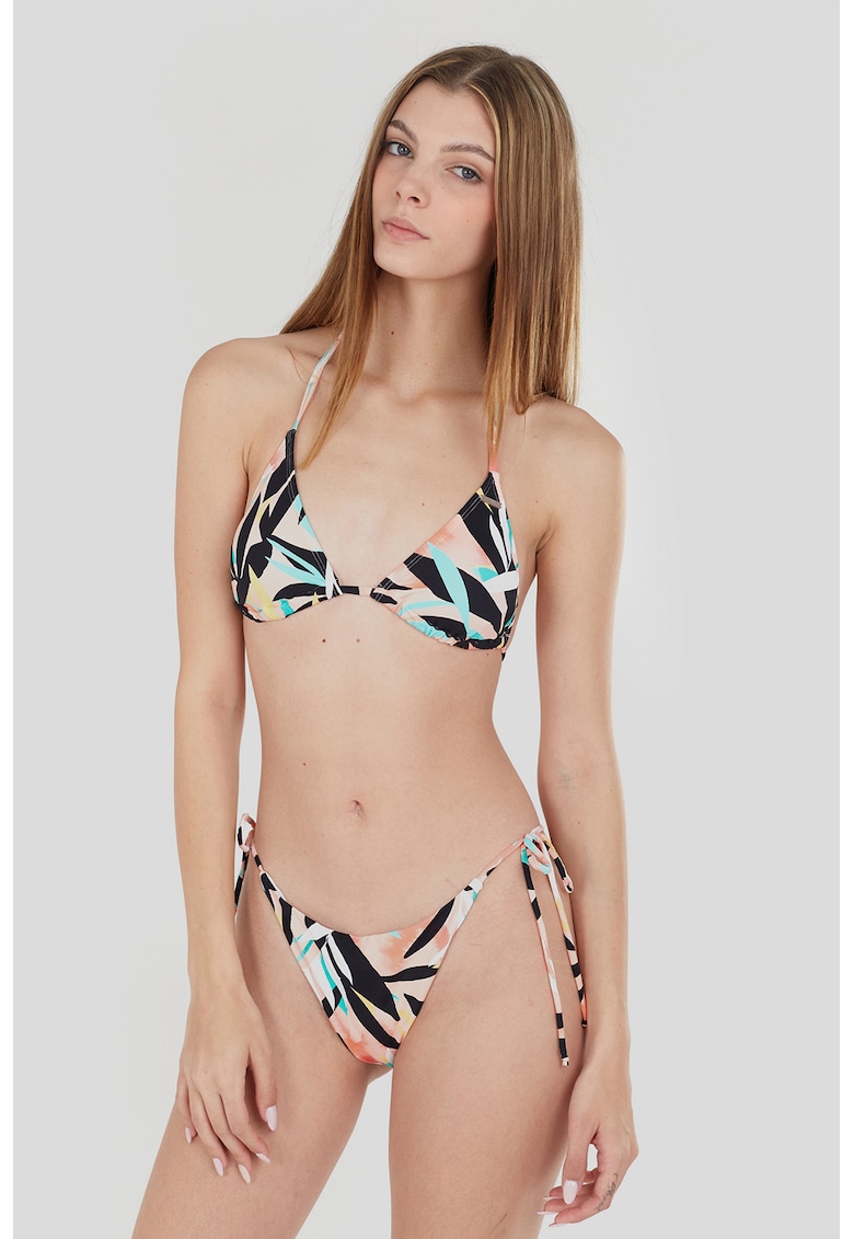 Sutien de baie cu cupe triunghiulare si bureti detasabili Innisfil - Negru/Albastru glaciar/Roz prafuit