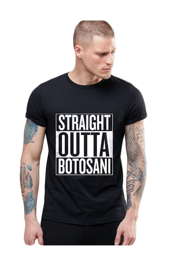 Tricou negru barbati - Straight Outta Botosani
