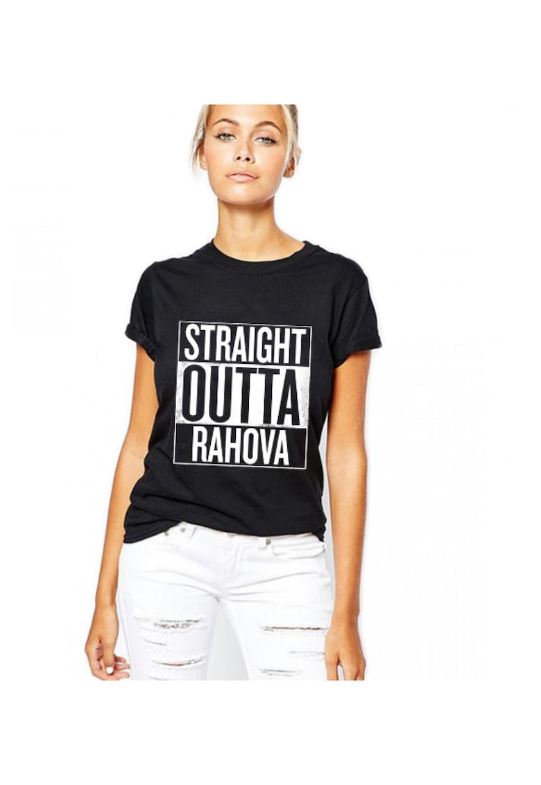 Tricou dama negru - Straight Outta Rahova