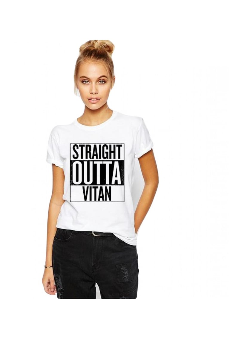 Tricou dama alb - Straight Outta Vitan