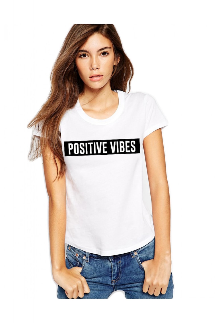 Tricou dama alb - Positive Vibes